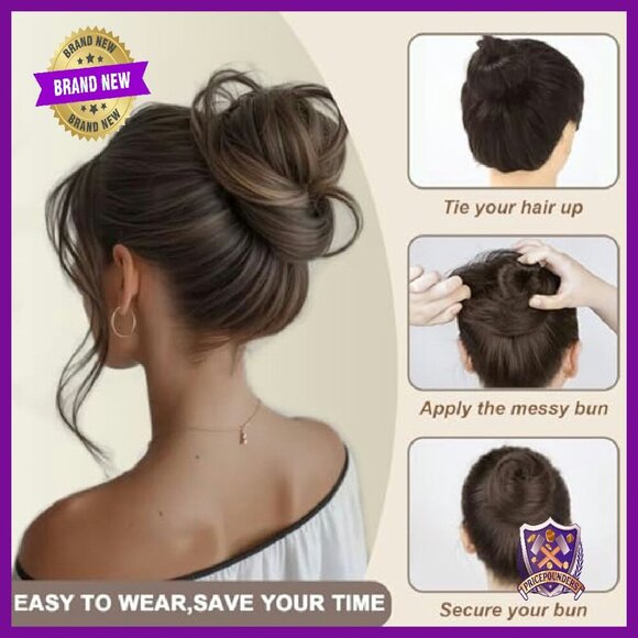 Messy Bun Hair Piece Human Hair Curly Donut Extension Scrunchies main image 5
